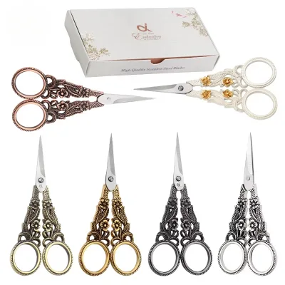 Stainless Steel Retro Embroidery Scissors Daffodil Shape Sewing Scissors