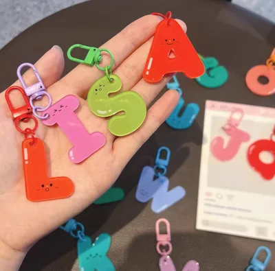 Welcome Custom Colorful English Letter Keychains  26Letter-shape Bag Charm