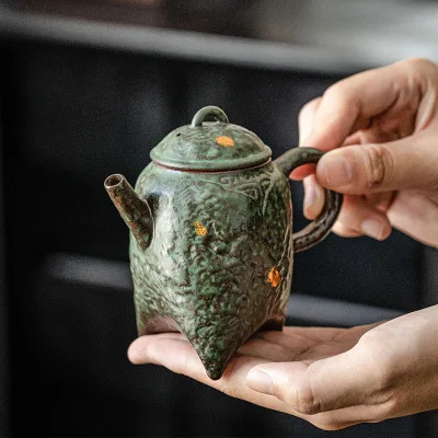 Old Rock Soil Forgotten River Teapot Brewing Set Retro Bronze Glaze High-End Teapot Support Device