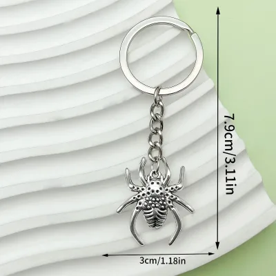 Vintagelike Halloween Keychain Funny Spider and Web Metal Jewelry Pendant Bag Accessory