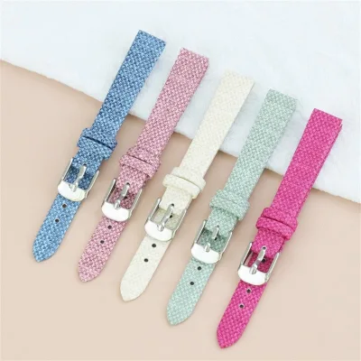 Custom Women's New Ultra-thin Denim Watch Strap Accessories Nylon Canvas Fashion Style Waterproof Soft 12mm Leather Watch Band