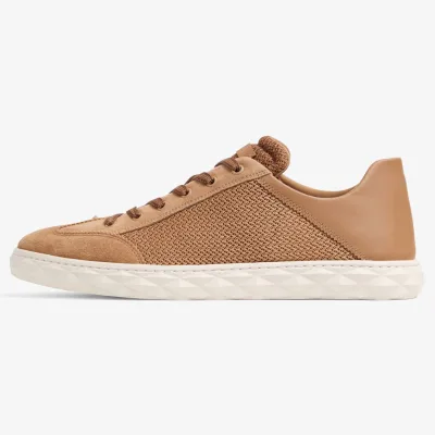 Caramel Suede Mesh Panel Casual Sneakers Stylish Textured Flat Sole Footwear Negotiable Price Customizable Material