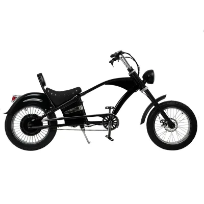 Electric 48V 17Ah 750W Motor Chopper Bike with Single Speed Carbon Steel Frame and Rear Hub Motor Fat Tires Single Speed