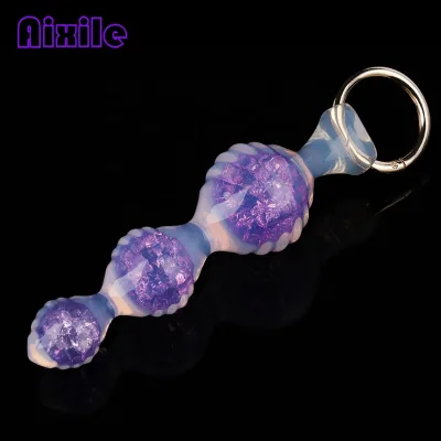 Crystal Anal Butt Plug 3 Beads Design with Pull Ring, Transparent Cone Shape Anal Plug Dildo G Spot Massager Adult Sex Tools