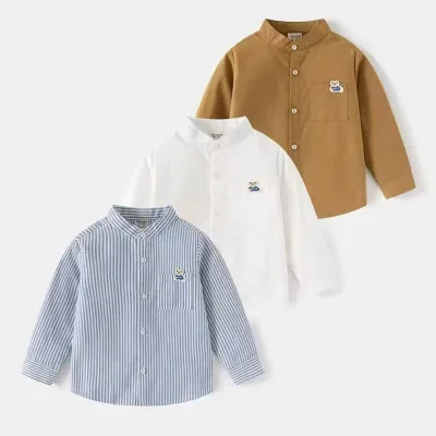 Children's Cotton T-shirt 2025 New Spring Autumn Long Sleeve Shirt Kids Baby Top Boys' Base Shirt