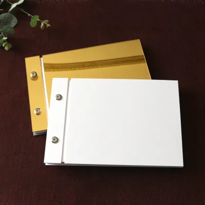 A5 Custom Logo White Acrylic Guest Book Baby or Bridal Shower Signed A4 Hardcover Gold Wedding Guestbook