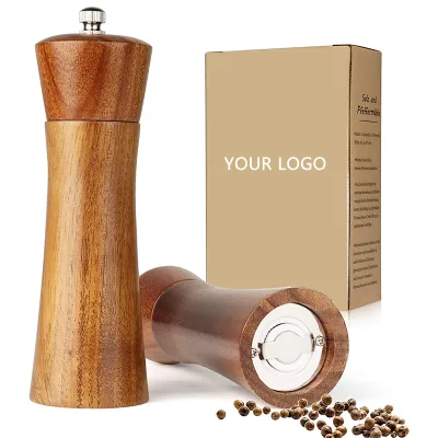 Hot Sale Customized Wooden Salt Pepper Mill Grinder Sipce Mills Spice Mill Wood With Adjustable Ceramic Grinder