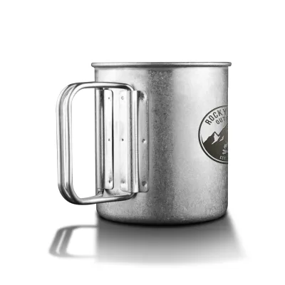 Stainless Steel Camping Mug MS046 280ml Lightweight Bush Imitation Titanium Cup with Handle Outdoor Hiking Water Cup