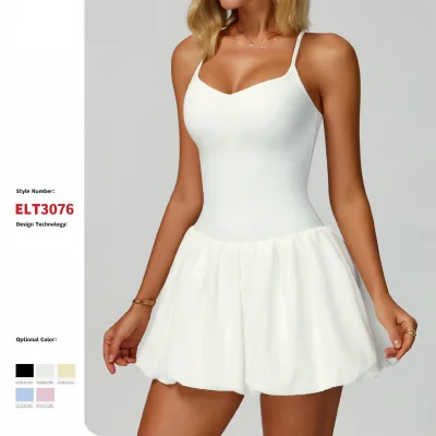 GCWAVE Cross back tennis skirt nude anti-exposure sports skirt outdoor leisure running sports dress