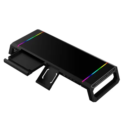 2.0 Version 4 USB Hubs ABS Material Height Adjustable Folding Monitor Stand 10 RGB Lighting Effects Monitor Arms Product