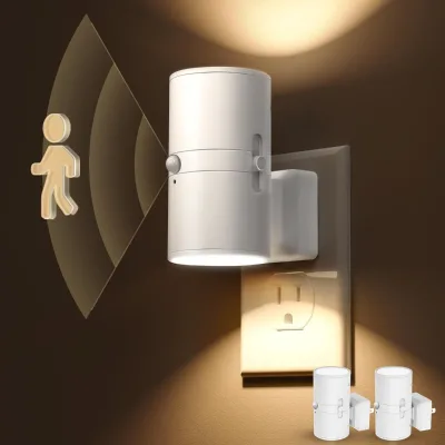 White Housing Motion Sensor Night Lamps Bathroom Modern Wall Plug Motion Sensor LED Night Light for Hallway Bathroom