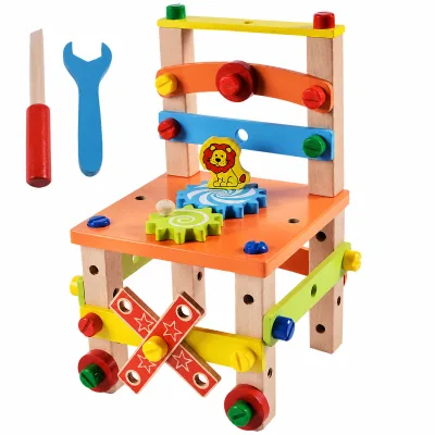 Wooden Take Apart Tool Chair Screw Nut Assembly Puzzle Toy for Kids