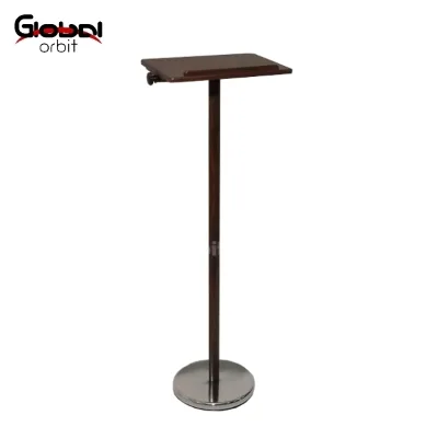 Modern Walnut Wooden Teacher Table Adjustable Podium Stand Menu Floor Holder for School & Restaurant 300x300x1180mm