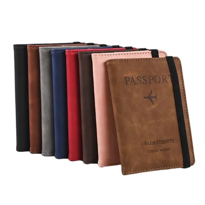 PU Passport Jacket Wallet RFID Shielded Leather Card Cover Travel Document Storage Bag