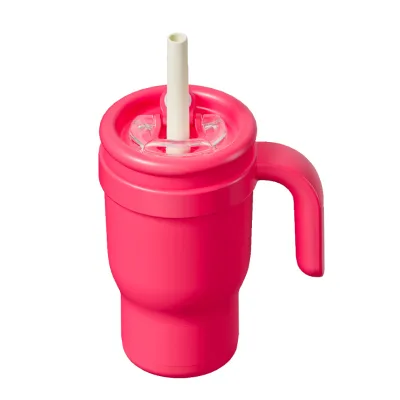 14oz Stainless Steel Kids Thermos Cup Car Cup Handle Contrasting Color for Students Back-To-School Season Cold Thermal