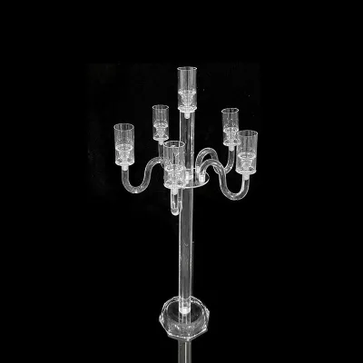 Wholesale Candelabras Flicker Tall Centerpiece Table Crystal Candelabra Wedding Table With Flower Stand
