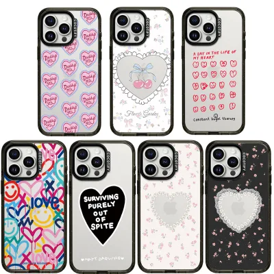 Funny Heart Phone Case Hard Acrylic Protection Cover for iphone 16 15 14 13 12 Pro Max 16plus 15plus Shcokrpoof Frame Ins Style
