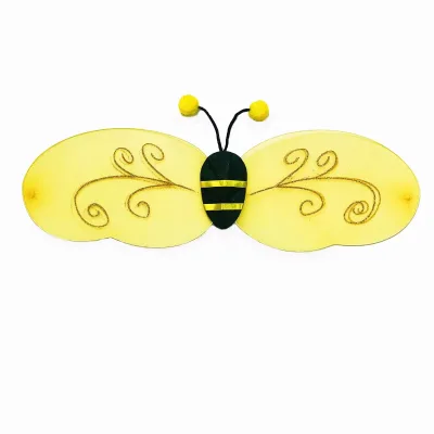 Yellow Bee Butterfly Wings for Halloween Thanksgiving Valentine's Day Christmas-Performance Props Nylon Material 77x22cm