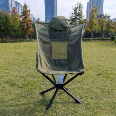 Wholesale 360 Swivel Folding Camping Chair High Back Moon Chair with Headrest Quick Open
