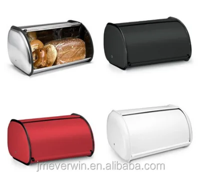 Stainless Steel Bread Box with Roll up Lid for Easy Kitchen Counter Storage Bread Bin Holder
