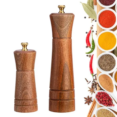 Factory Hot Selling Wooden Manual Rotating Mill Box Household Kitchen Pepper Sea Salt Jar Manual Seasoning Grinder