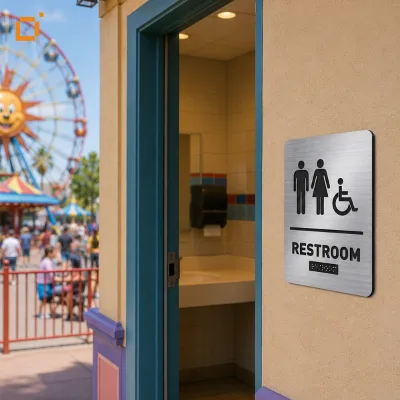 OEM Cast Metal Sign Letters Toilet Braille Sign for Information Raised Tactile Sign for Hospital Shopping Mall Public Restroom