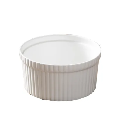 Wholesale Fine Bakeware Oven Safe Round Shape White Ceramic Small Custom Ramekin for Souffle Pudding