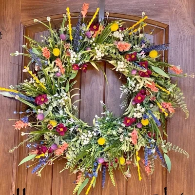Summer New Texas Wildflower Plant Eternal Flower Spring Wreath Front Door Artificial Dried Flower Wreath