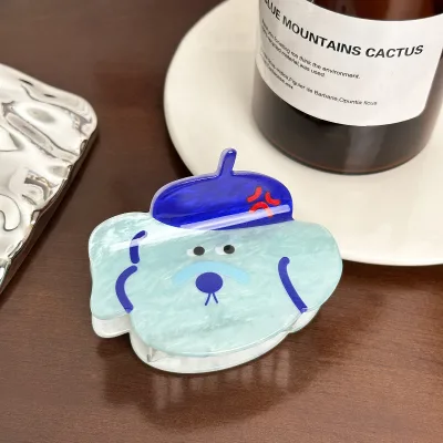 Fanyue Custom Plastic Acrylic Cute Cartoon Dog Pig Kids 8cm Multi-Occasion Fashion Headwear Hair Claw Clips 2024