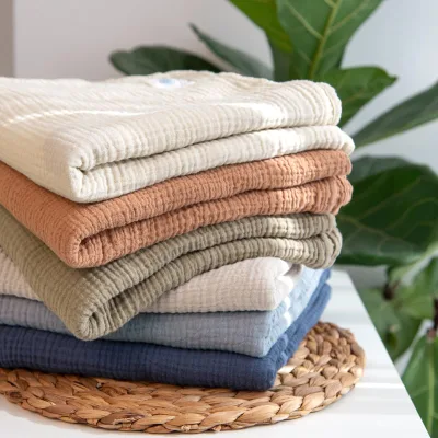 Organic Cotton Baby Swaddle Muslin Baby Blankets Custom Infant Bedding Sustainable Newborn Swaddle Wrap Baby Receiving Blanket