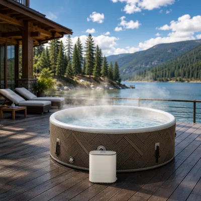 High Quality Factory Price Inflatable Hot Tub Spa 6 Person Outdoor Portable Airjet Bubble Tub with Filter Pump for Garden Patio