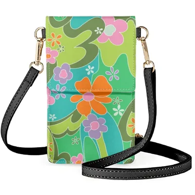 High Quality Wholesale Custom Your Logo Transparent Mobile Phone Print Crossbody PU Phone Bag Waterproof