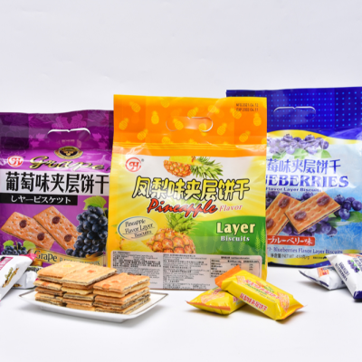 Blueberry Grape Delicious Sandwich Cracker Halal Cream Biscuits