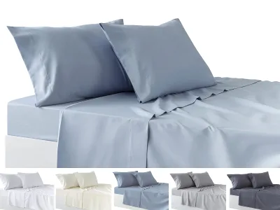 Todocama 4-Piece Solid Bedding Set Fitted/Flat Sheets 2 Pillowcases 50x80cm King Size Double Anti-Dust Mite Light Blue