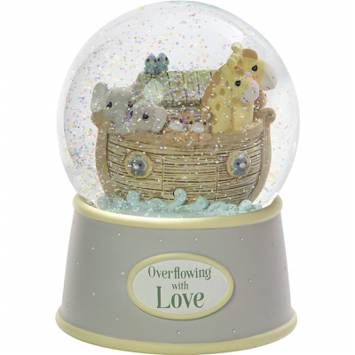 Polyresin/Resin Snow Globe Overflowing With Love Noah's Ark Musical Resin Nursery Decor Snow Globe