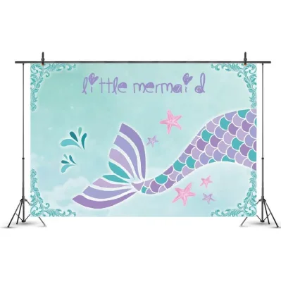 7x5ft Mermaid Photography Backdrop Party Princess Purple Pink Mermaid Scales Glare Glitter Birthday Decorations Banner