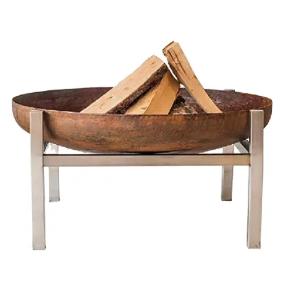 New Design round Corten Steel Fire Pit Outdoor Rusty Wood-Burning Fire Bowl with Stainless Steel Legs Metal Fuel