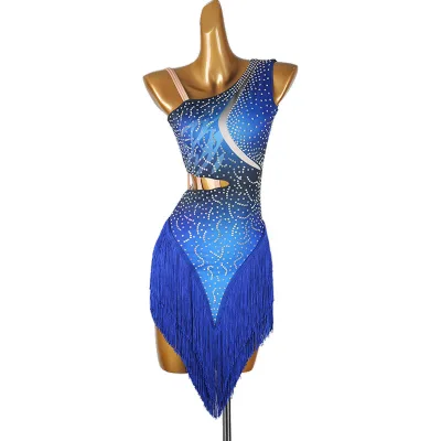 2026 New One Shoulder Spandex Tutu & Skirts Latin Dance Competition Performance Dress Professional Rumba Cha Cha