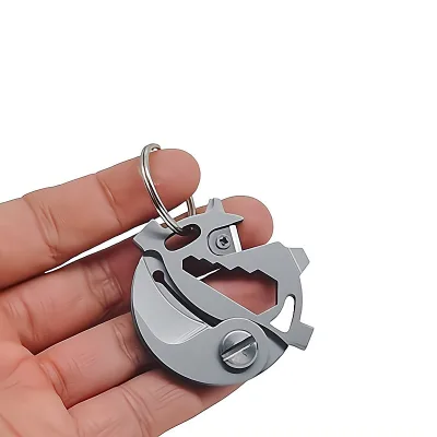 Multi-function EDC Outdoor Camping Self-Defense Carbon Steel Combination Tool Wrench Folding Knife Coin Knife Portable