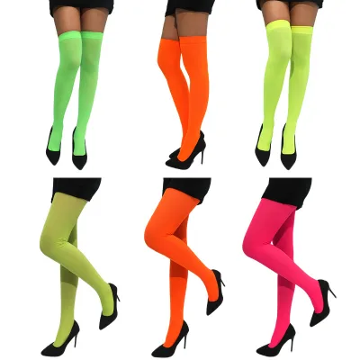 Sexy Cosplay Women Warm Stockings Candy Color Thigh High Girl Stockings