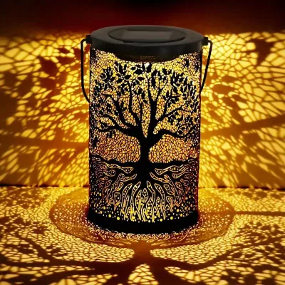 Outdoor Solar-Powered Iron Hanging Courtyard Garden Balcony Landscape Lights with IP55 Weatherproof Rating-Available Stock