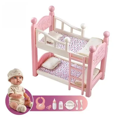 Wholesale Baby Pink Mini Plastic Reborn Doll Bed Crib Toy DIY Educational Pretend Play Model Toy for Small DIY Projects