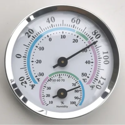 TH103SF 57 mm Diameter Silver Aluminum-Housed Thermohygrometer (US Market Color-Printed Design Shenzhen Guangdong)