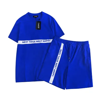 Wholesale Cotton Custom Hip Top Streetwear Two Piece Men Tracksuit Shorts Mens Gym Tshirts Men's Sets