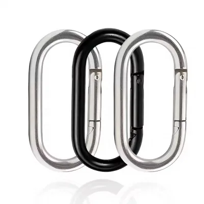 Black Carabiner Caribeaner Clip 1.5" Large Steel D Ring Shape Carabeaner