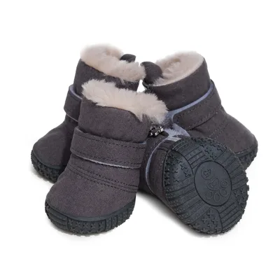 Comfortable Soft Warm Fleece Snow Boots Breathable Pet Dog Shoes Waterproof PU Cloth Classic Luxury Style for Cats Winter Season