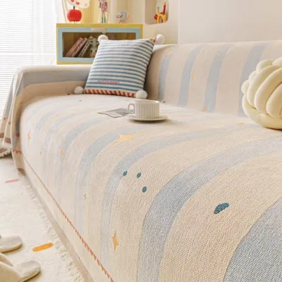 Ins-style Chenille Sofa Cover Non-Zipper All-Inclusive One-Piece Full-Cover Universal Blanket Stripes Patterns