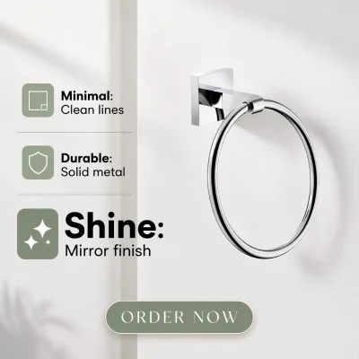 Modern Zinc Alloy Base Stainless Steel Chrome-Plated Wall-Mounted Towel Rack Eco-Friendly Rust-Proof Bathroom Accessory Stand