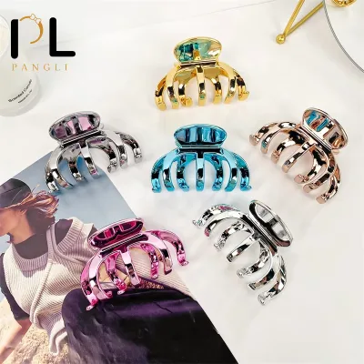 PL Korean Neutral Shiny Large Claw Clips for Thick Hair Accessories Women Headdress Ins Fashion Plastic Catch Crab Hairpins