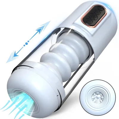 Automatic Telescopic Rotation Male Masturbator Cup Realistic Textured Male Stroker Thrusting Spinning Suction Masturbation Cup